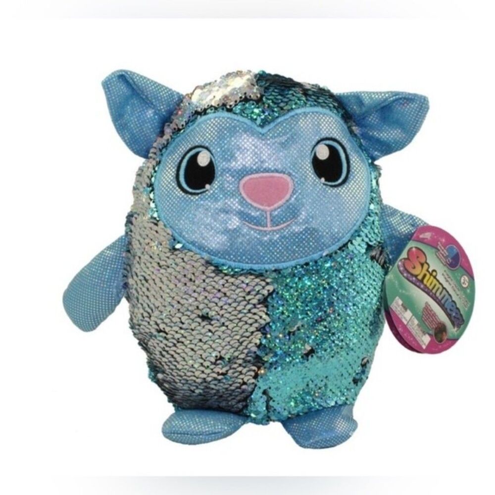 Shimmeez Medium Silver Blue Plush Sequined 8" Lamb